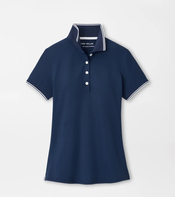 Canterbury Tipped Sport Mesh Short Sleeve Polo in Navy/White