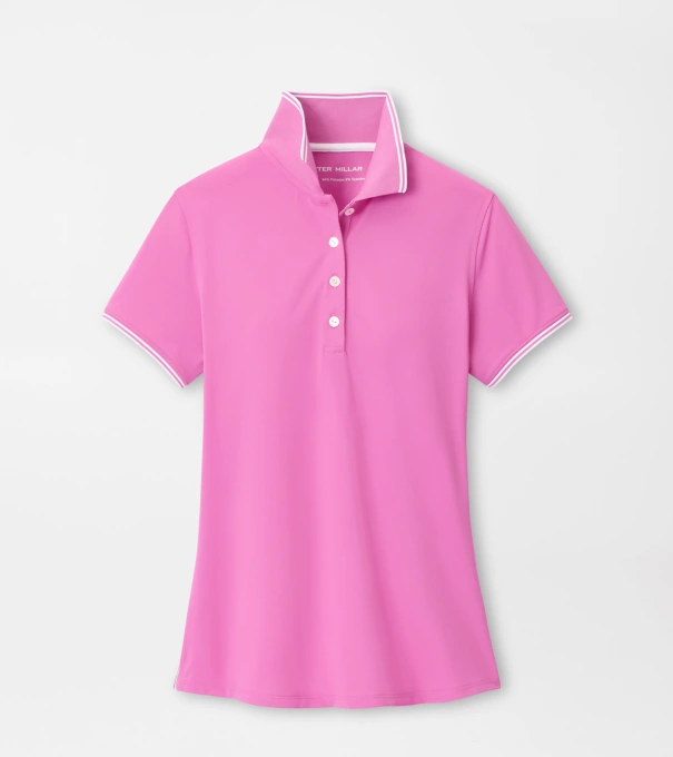Canterbury Tipped Sport Mesh Short Sleeve Polo in PEONY/WHITE
