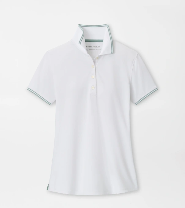 Canterbury Tipped Sport Mesh Short Sleeve Polo in WHITE/WILLOW