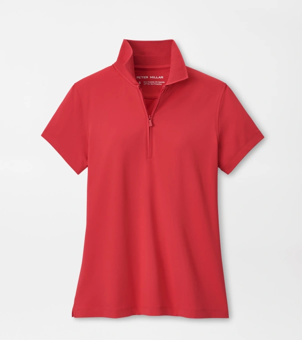 Keswick Zip Neck Short Sleeve Polo in CALABRIAN RED