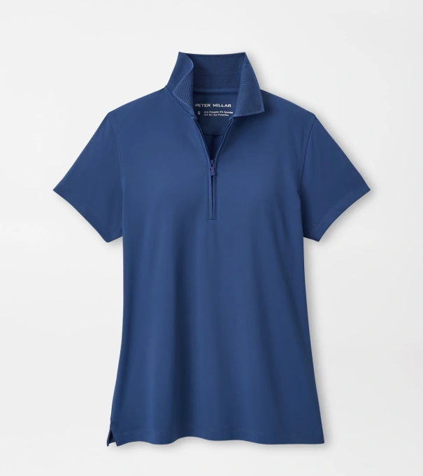 Keswick Zip Neck Short Sleeve Polo in Windsor Blue
