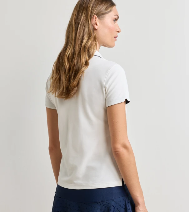 Coolspun Lite Cotton Piqu&eacute; Polo in SOFT WHITE / NAVY