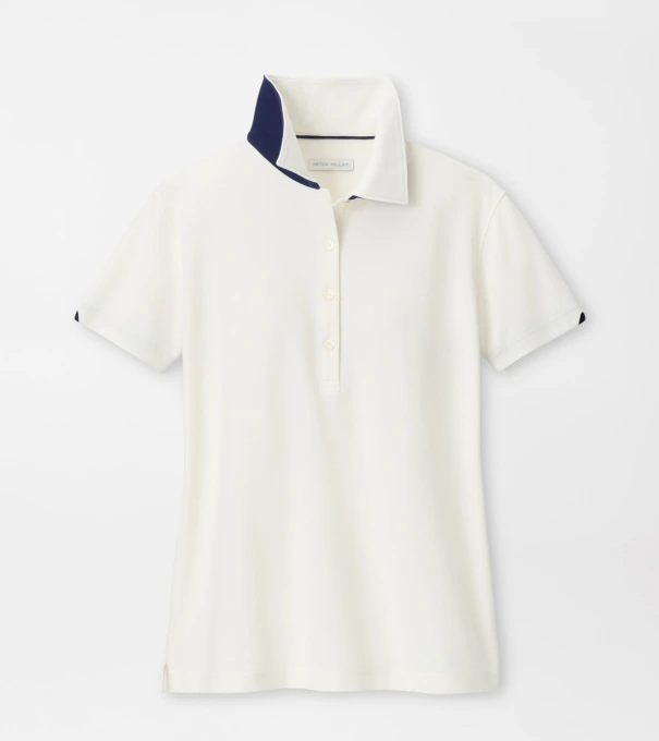 Coolspun Lite Cotton Piqu&eacute; Polo in SOFT WHITE / NAVY