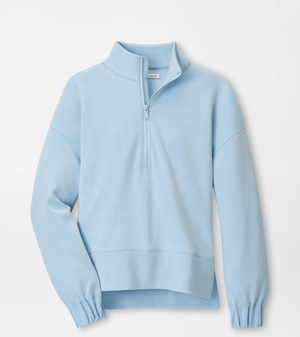 Flora Knit M&eacute;lange Half-Zip Pullover in BLUE BRISK