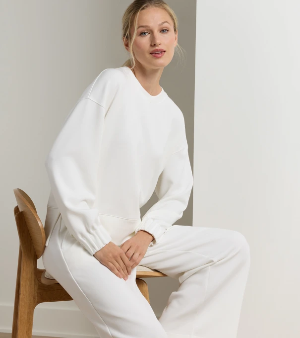 Flora Knit Crewneck in SOFT WHITE