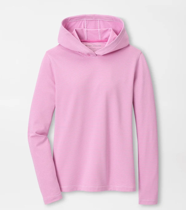 Sugar Stripe Pine Performance Hoodie in PEONY/WHITE