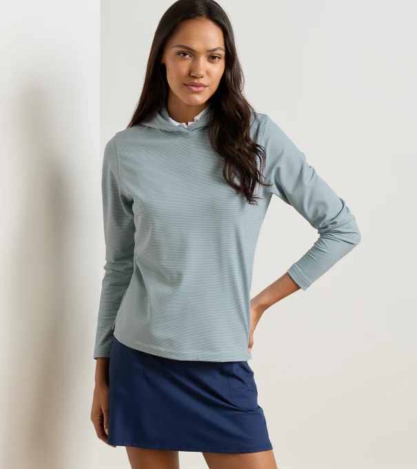 Sugar Stripe Pine Performance Hoodie in WILLOW/WHITE
