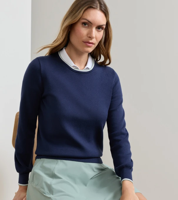 Coolspun Lite Cotton Crewneck in Navy