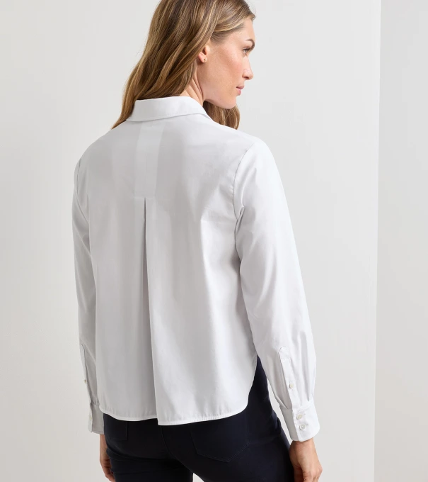 Sylvia Stretch Twill Button Up Shirt in White