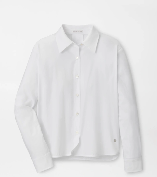 Sylvia Stretch Twill Button Up Shirt in White