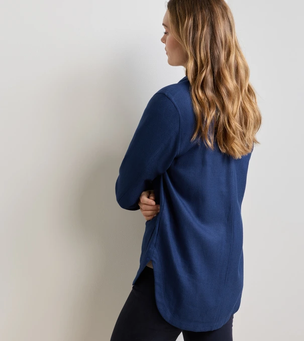 Annemaire Linen-Blend Chore Coat in Navy