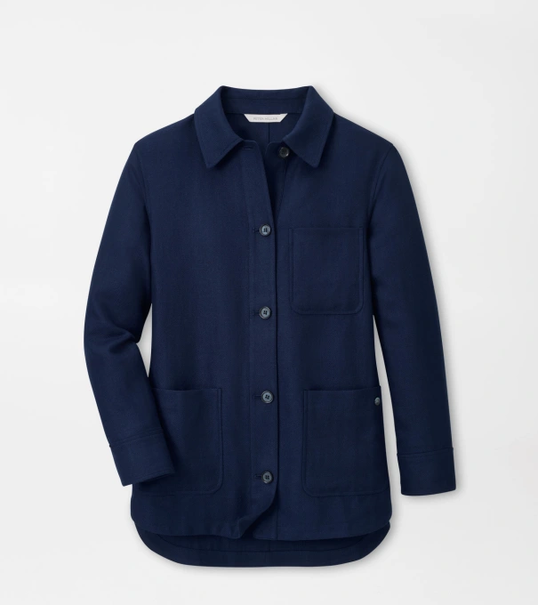 Annemaire Linen-Blend Chore Coat in Navy