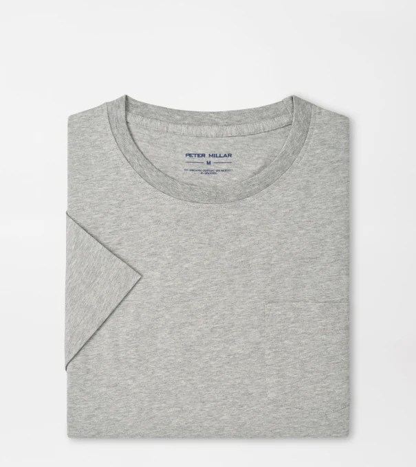 Crown Comfort Heathered Short-Sleeve Pocket Tee in Coastal Grey