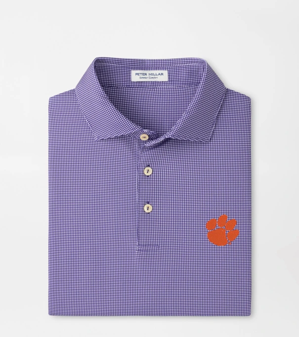 Clemson Border Performance Jersey Polo in Purple2