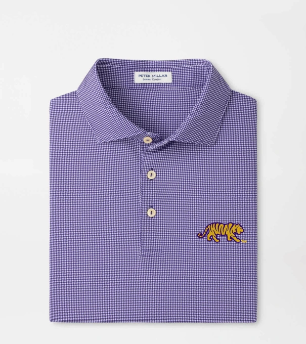 LSU Mike the Tiger Border Performance Jersey Polo in Purple2