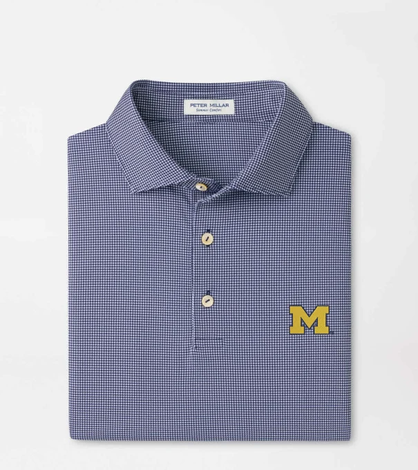 Michigan Border Performance Jersey Polo in Navy
