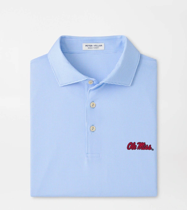 Ole Miss Border Performance Jersey Polo in Cottage Blue