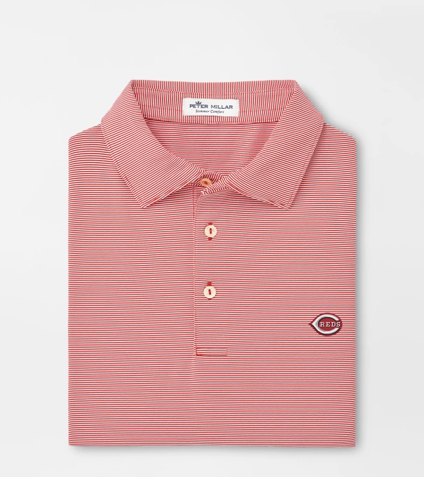 Cincinnati Reds Jubilee Stripe Performance Polo in Red3