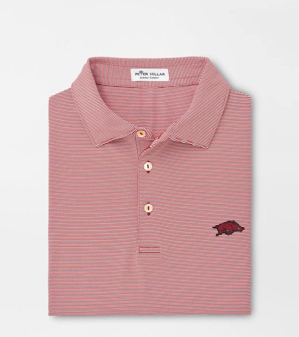 Arkansas Jubilee Stripe Performance Polo in Crimson1