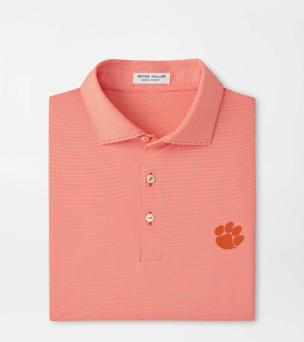 Clemson Jubilee Stripe Performance Polo in Orange6
