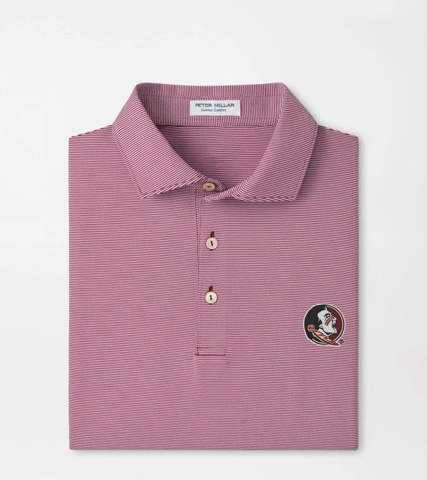 Florida State Seminole Jubilee Stripe Performance Polo in Maroon2