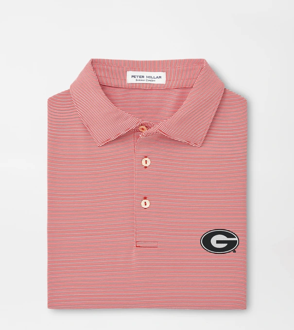 Georgia Jubilee Stripe Performance Polo in Red3