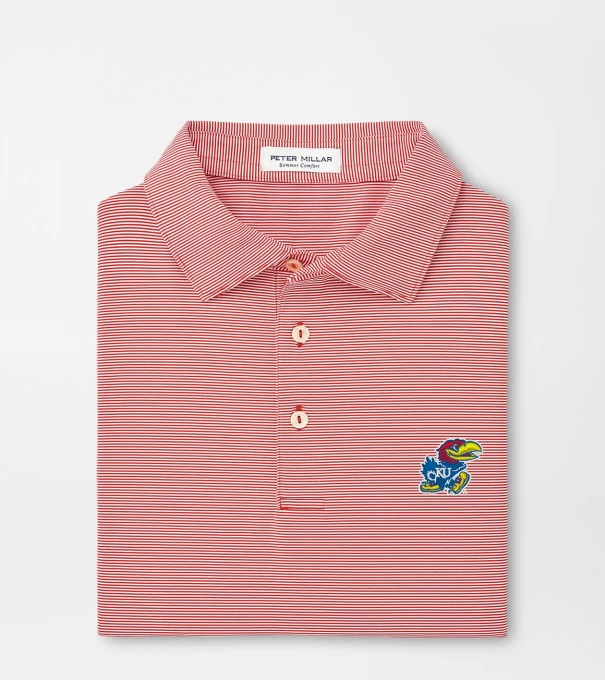 Kansas Jubilee Stripe Performance Polo in Red3