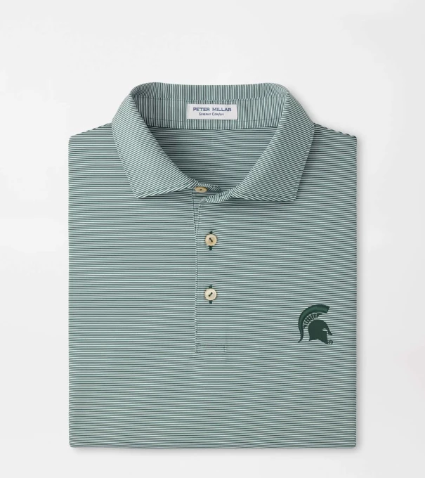 Michigan State Spartans Jubilee Stripe Performance Polo in Green1
