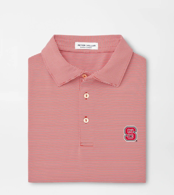 NC State Jubilee Stripe Performance Polo in Red3