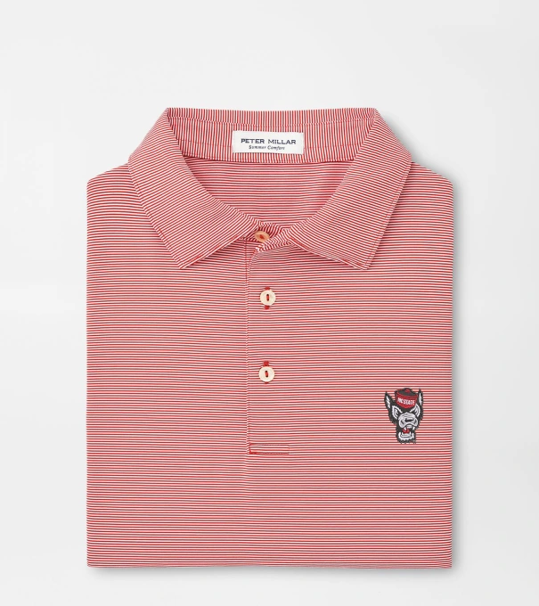NC State Wolfpack Jubilee Stripe Performance Polo in Red3