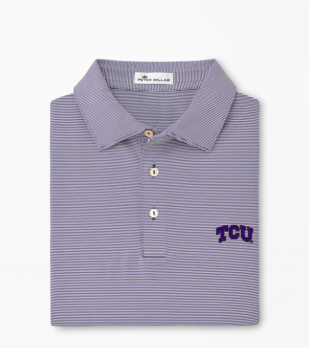 TCU Jubilee Stripe Performance Polo in Purple2/White