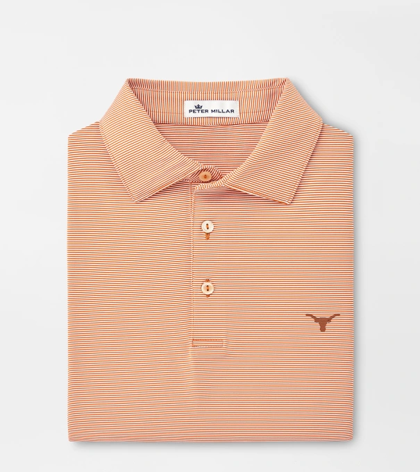Texas Jubilee Stripe Performance Polo in Rust1