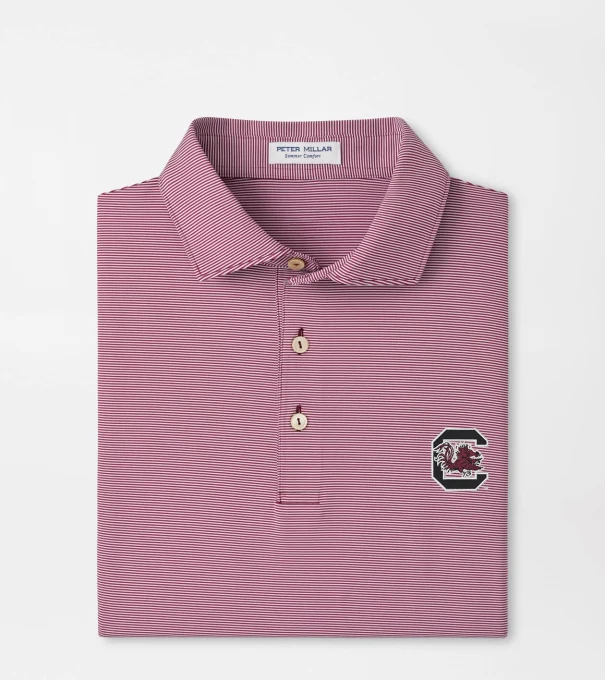 South Carolina Jubilee Stripe Performance Polo in Maroon2