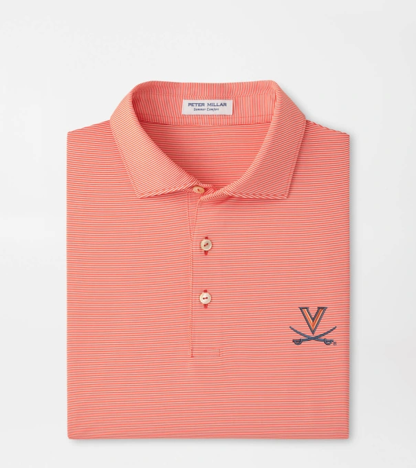 Virginia Jubilee Stripe Performance Polo in Orange6