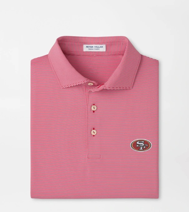 San Francisco 49ers Jubilee Stripe Performance Polo in Red3