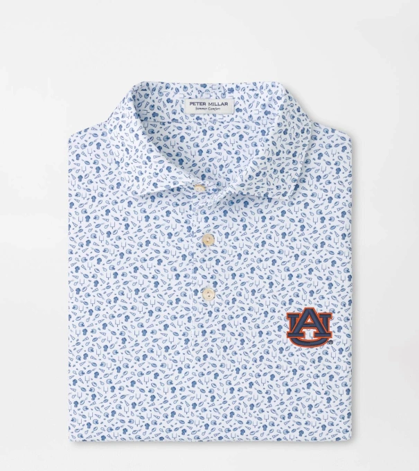 Auburn Kick Off Performance Jersey Polo in Blue Frost