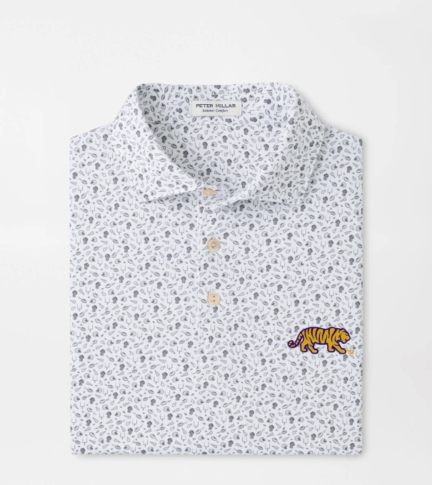 LSU Mike the Tiger Kick Off Performance Jersey Polo in Gale Grey
