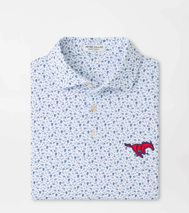 SMU Kick Off Performance Jersey Polo in Blue Frost