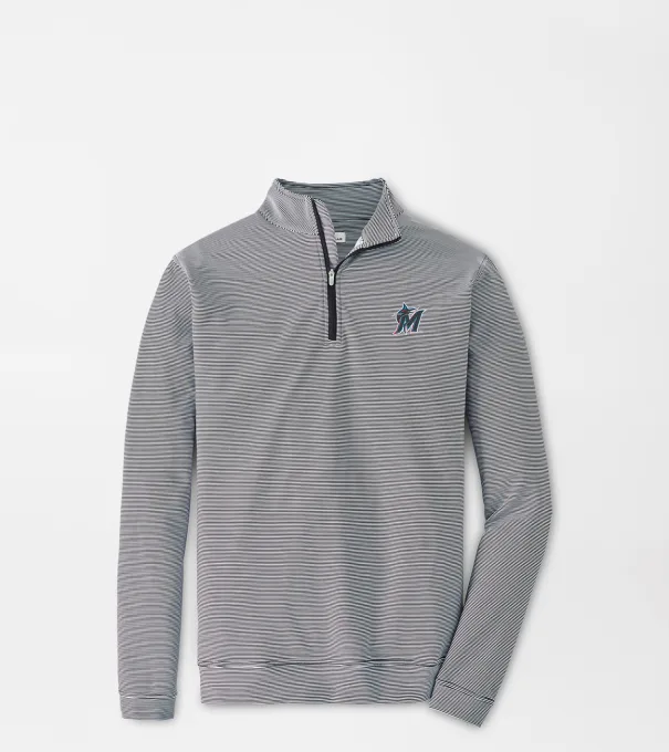 Miami Marlins Perth Sugar Stripe Performance Quarter-Zip in Black/White