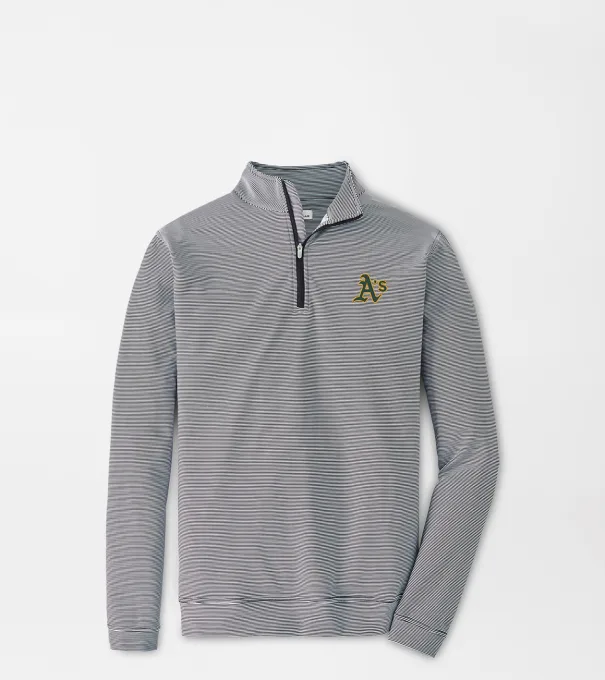 Athletics Perth Sugar Stripe Performance Quarter-Zip in Black/White