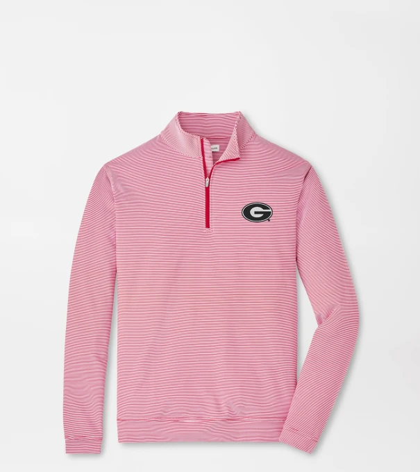 Georgia Perth Sugar Stripe Performance Quarter-Zip in Red3/White