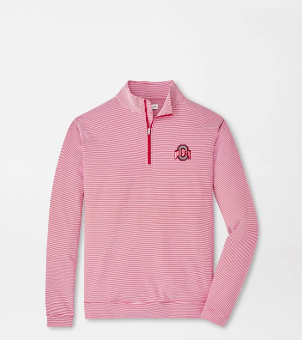 The Ohio State Perth Mini-Stripe Performance Pullover in Red3/White