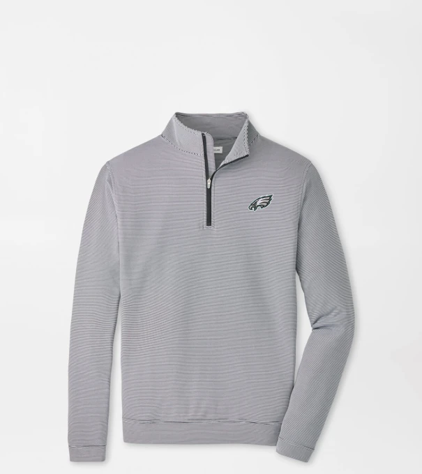 Philadelphia Eagles Perth Sugar Stripe Performance Quarter-Zip in Black/White