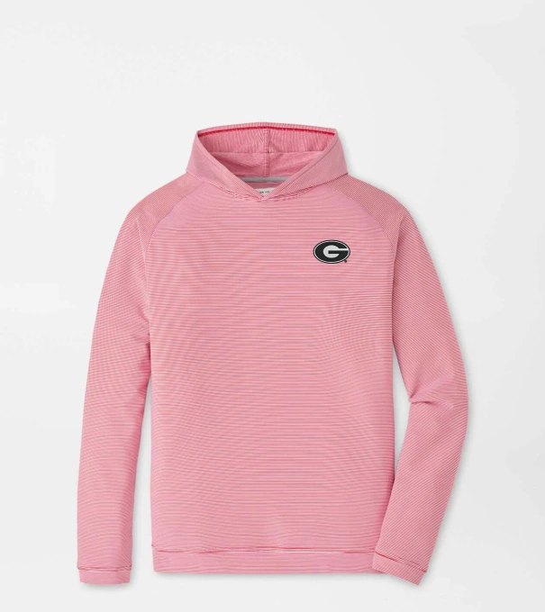 Georgia Pine Sugar Stripe Performance Hoodie in Red3