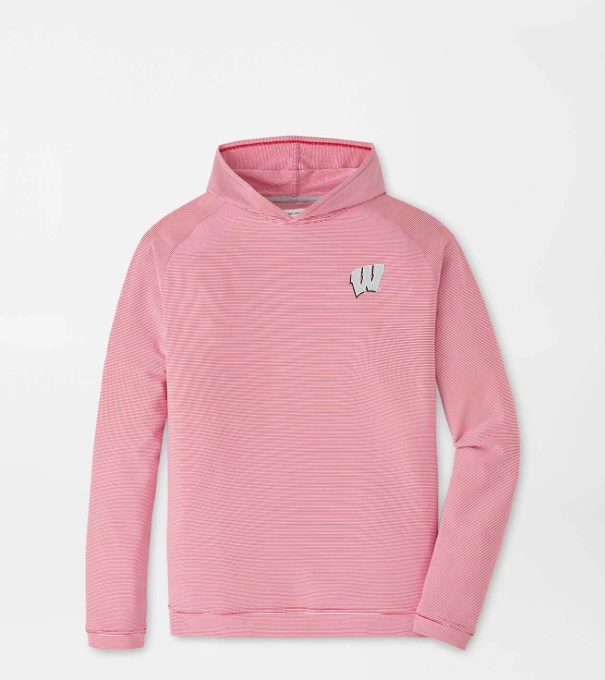 Wisconsin Pine Sugar Stripe Performance Hoodie in Red3