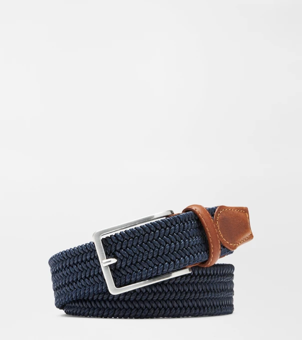 Waxed Braided Belt in Navy