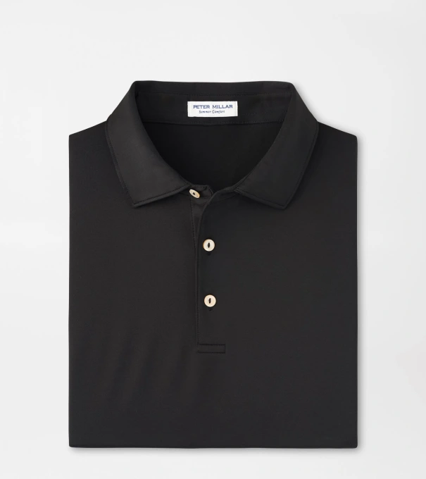 Solid Performance Jersey Polo in Black