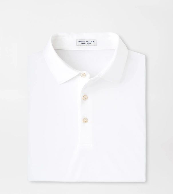 Solid Performance Jersey Polo in White