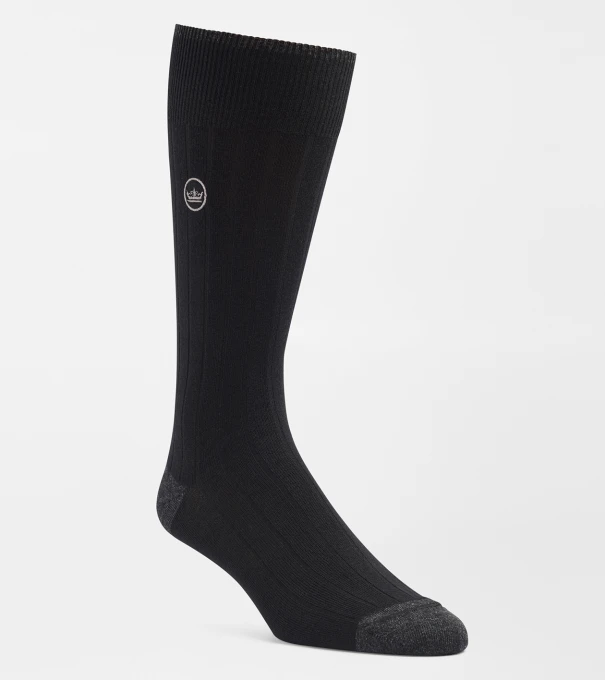 Solid Rib Crew Sock in Black