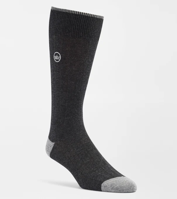 Solid Rib Crew Sock in Charcoal